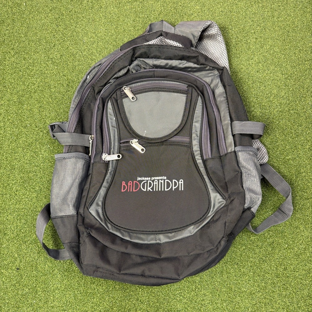Jackass Presents Bad Grandpa Movie Promo Backpack Black Grey RealD 3D Travel Bag